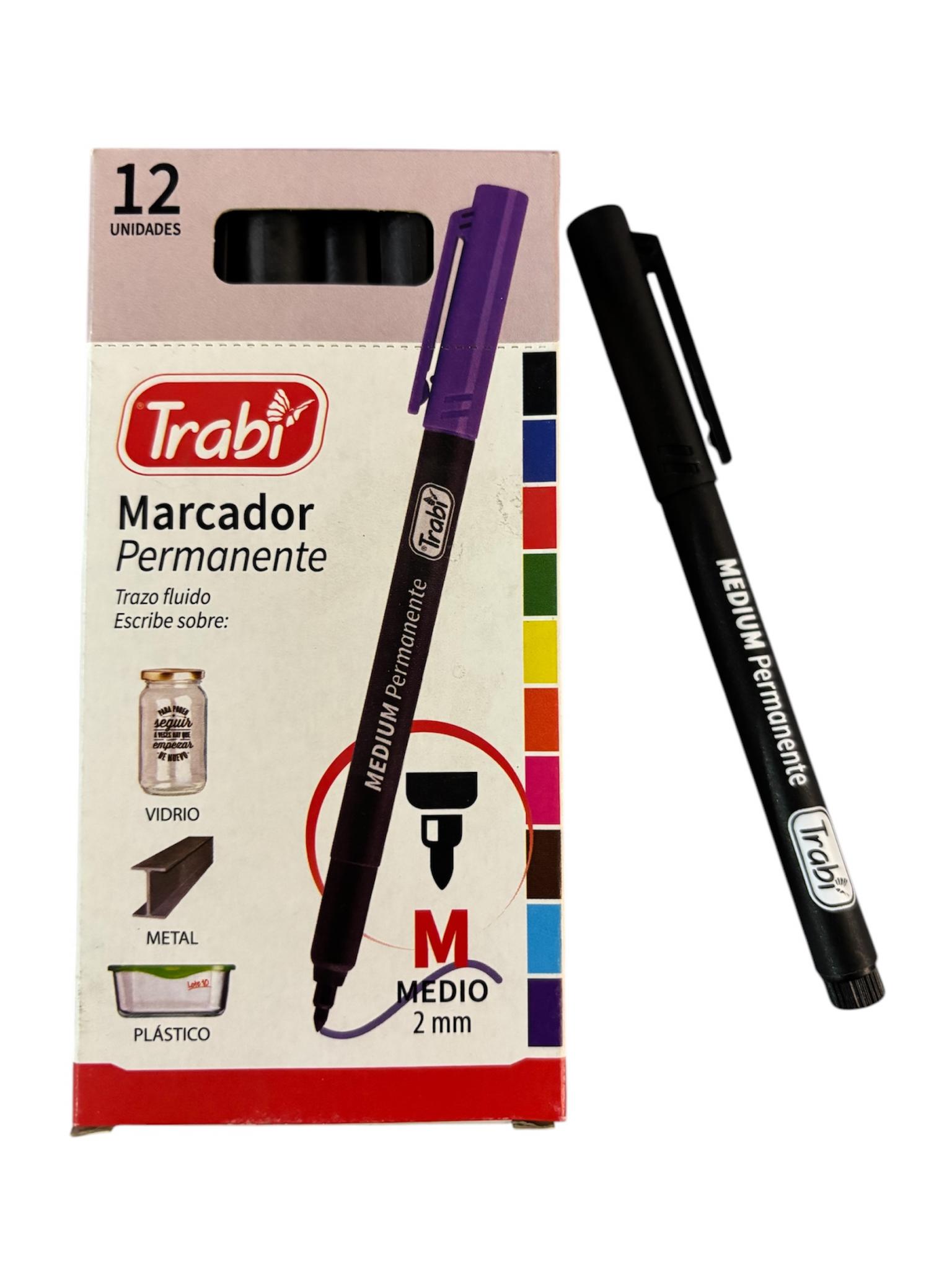 MARCADOR PERMANENTE X12 PUNTA MEDIA TRAB