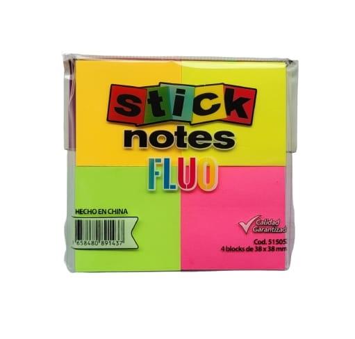NOTAS ADHES 515052  4 FLUO PIEZAS 76X76