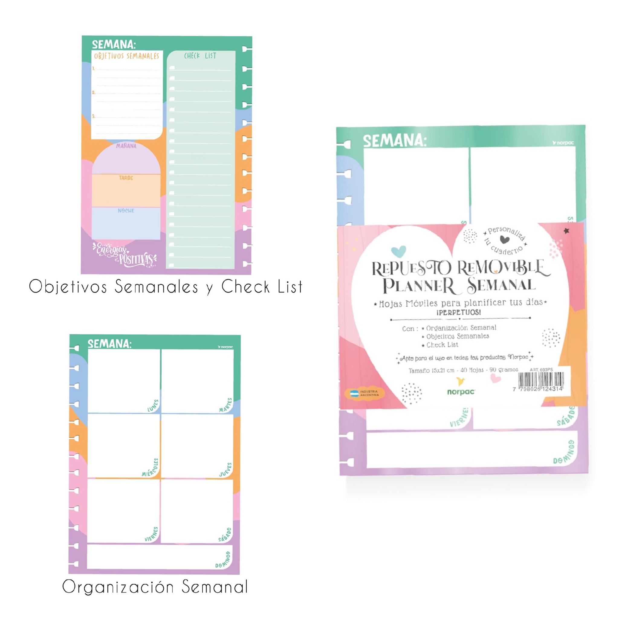 REP A5 693PS REMOVIBLE PLANNER SEMANAL