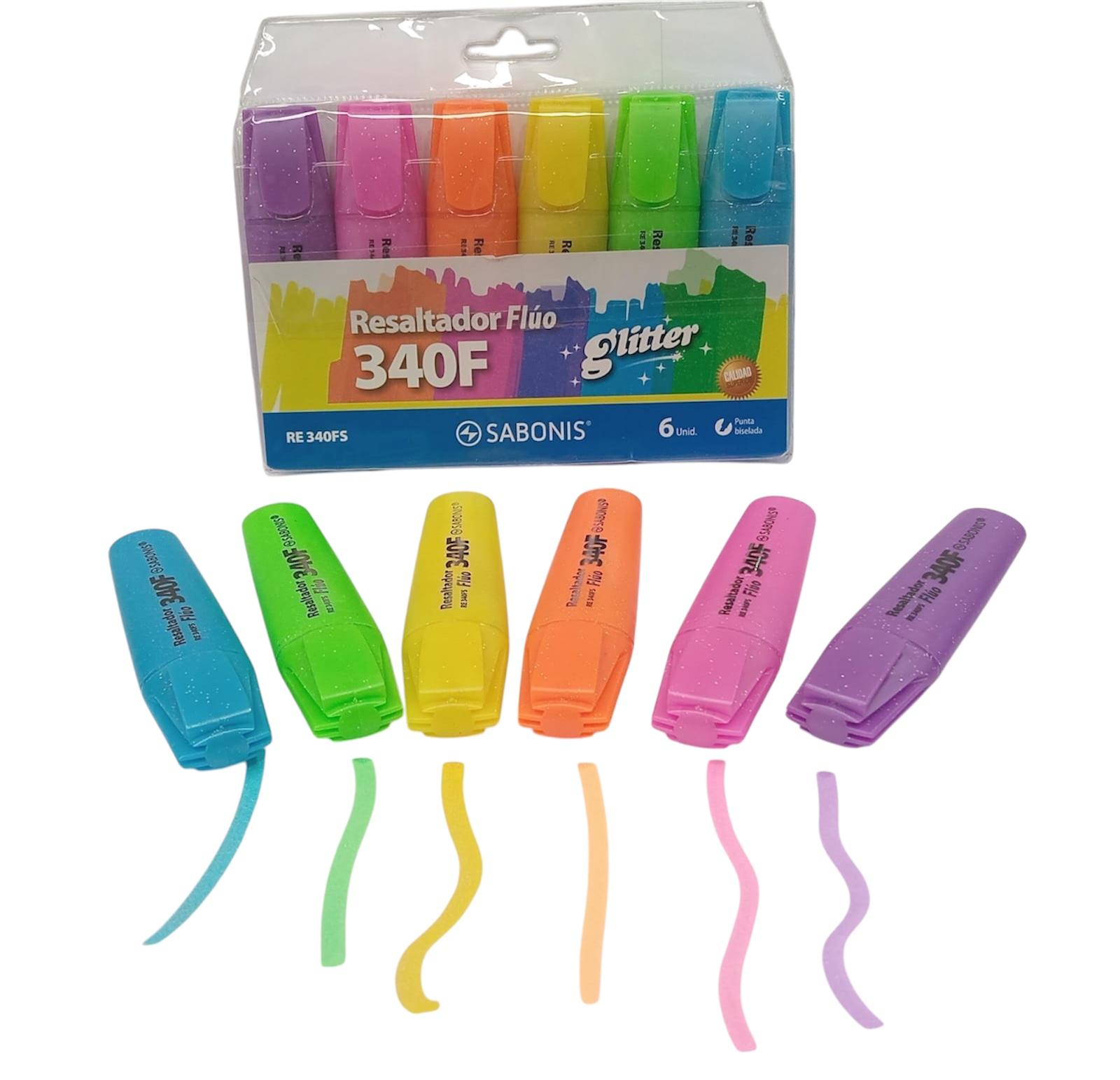 RESALTADOR 340F GLITTER FLUO X6 COL. SAB