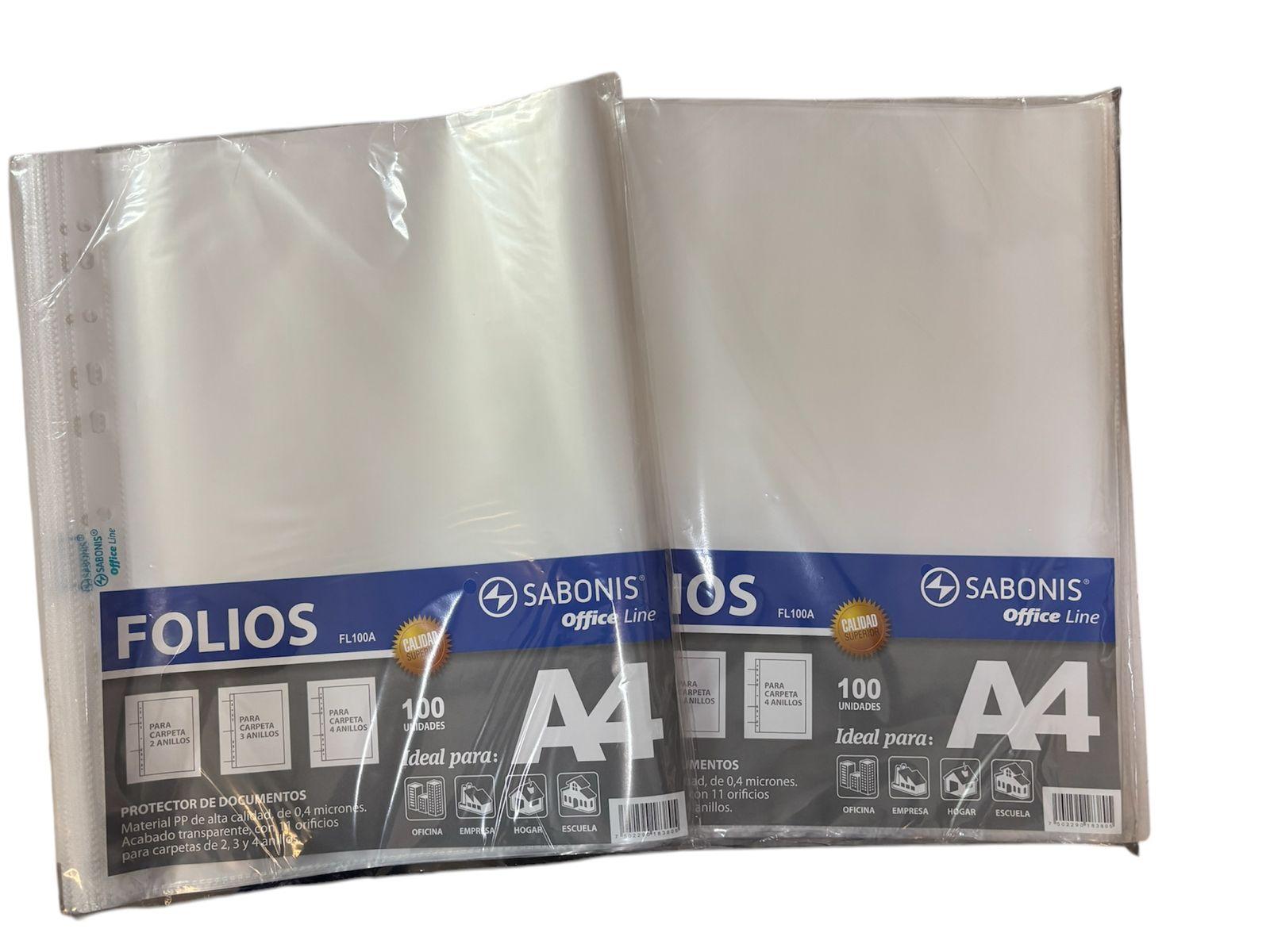 FOLIOS A4 40 MICRONES X100 SABONIS