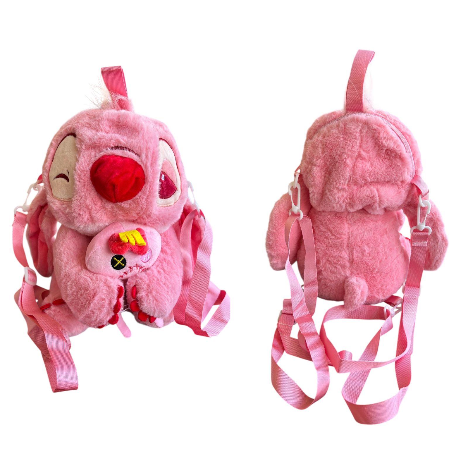 MOCHILA STICH ROSA CON MUÑECO